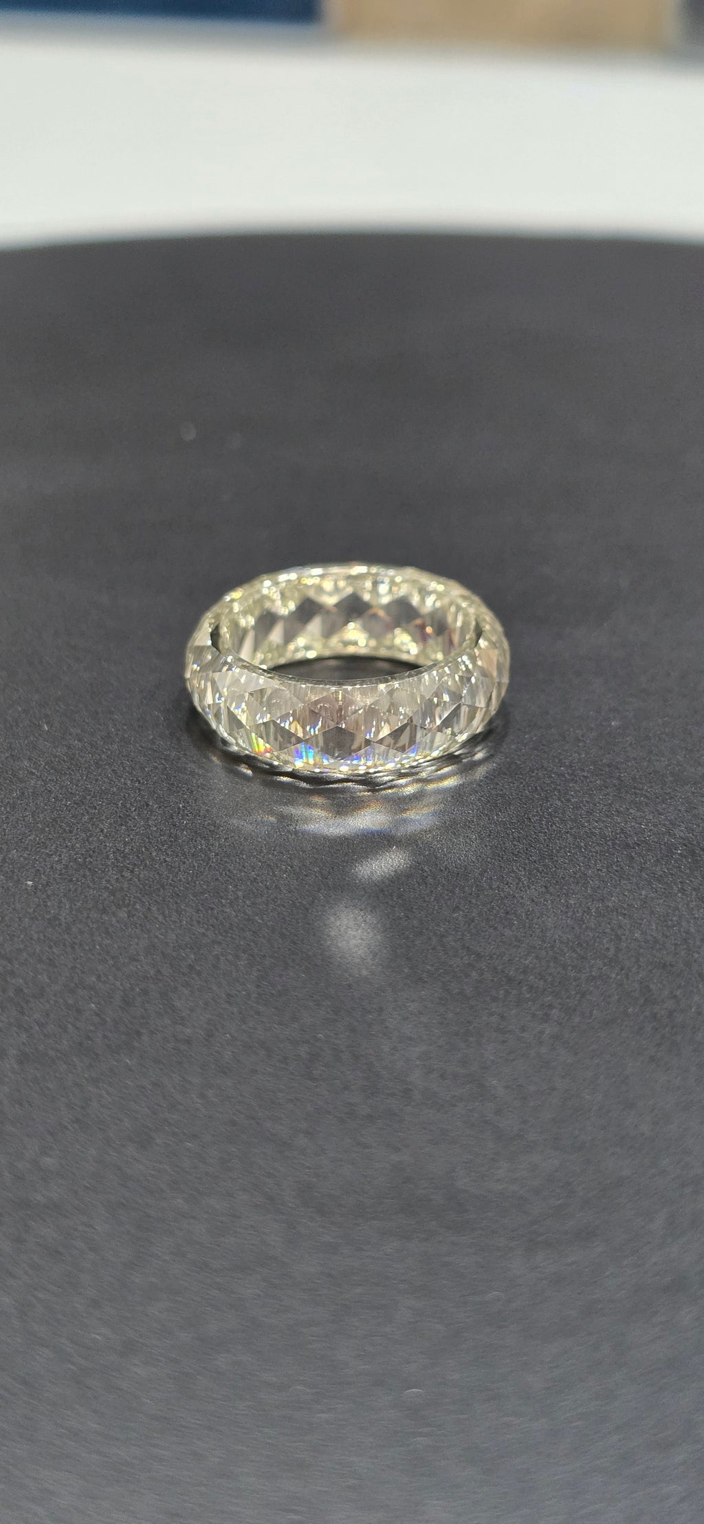 Lab-Grown Carved Moissanite Ring – 8mm Wide Single-Crystal Band