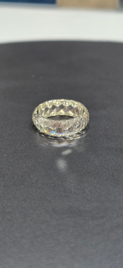 Lab-Grown Carved Moissanite Ring – 8mm Wide Single-Crystal Band
