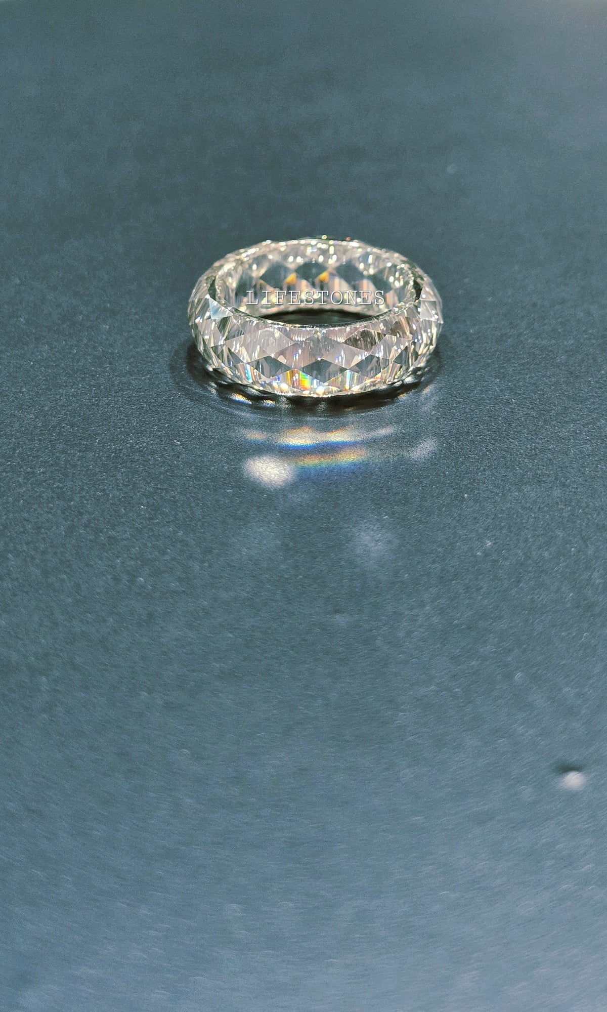 Lab-Grown Carved Moissanite Ring – 8mm Wide Single-Crystal Band