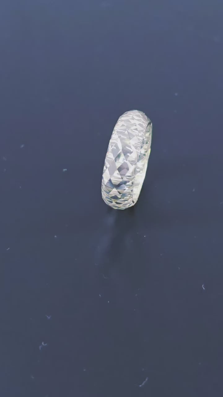 Lab-Grown Carved Moissanite Ring – 8mm Wide Single-Crystal Band